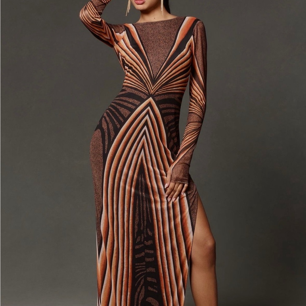 AFRM Nettie Mesh Long Sleeve Maxi Dress